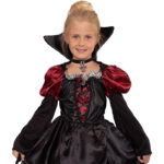 Magicoo Lady Vampirin Vampir Kostüm Kinder Mädchen mit Kragen Halloween – Bild 3