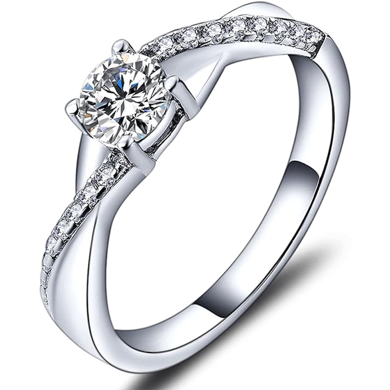 YL1 YL Verlobungsring Ehering 925 Sterling Silber mit 5MM 5A Zirkonia Unendlichkeit Ring für Damen – Bild 1