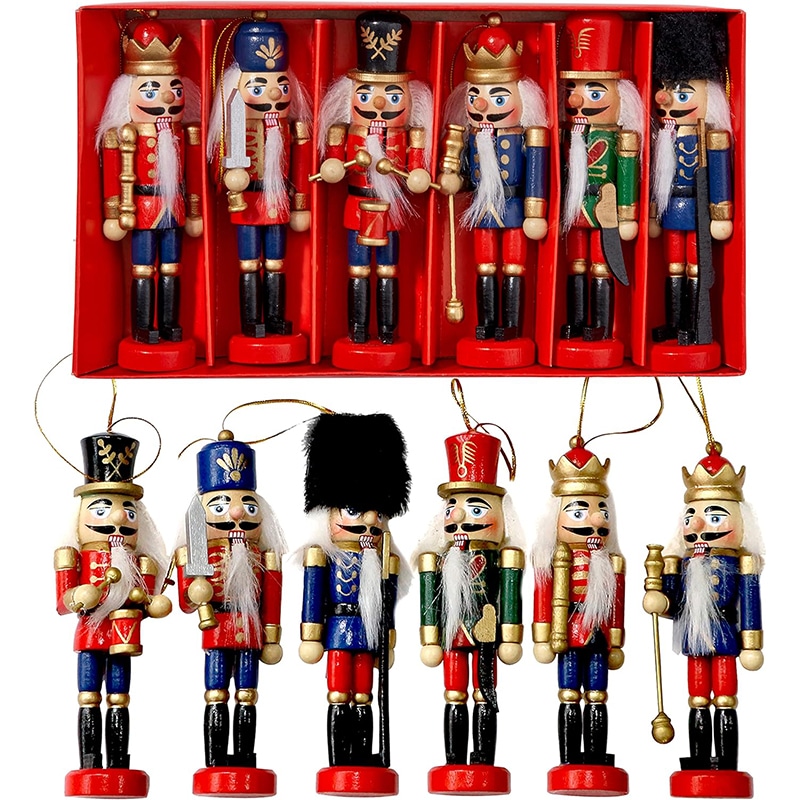 ch The Twiddlers 6 Traditionelle Weihnachts Nussknacker aus Holz, 13cm - Christbaumschmuck Weihnachtsschmuck â Bild 1