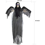 JOYIN 2 Stück Halloween Hängende Skelett Geister, 1 m, EIN Fliegender Sensenmann und EIN Skelett-Pirat mit LED-Blinkaugen, Beste Halloween Dekorationen – Bild 2