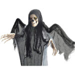 JOYIN 2 Stück Halloween Hängende Skelett Geister, 1 m, EIN Fliegender Sensenmann und EIN Skelett-Pirat mit LED-Blinkaugen, Beste Halloween Dekorationen – Bild 4
