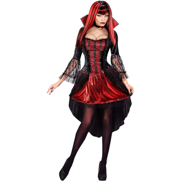 Widmann - Kostüm Vampirin, Kleid und Halskette, Blutsauger, Halloween, Mottoparty, Karneval