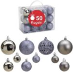 WOMA Christbaumkugeln Set Grau &18 weiteren Farben - 50er &100er Weihnachtskugeln Set - Weihnachtskugeln Kunststoff - Weihnachtsbaum Deko & Christbaumschmuck