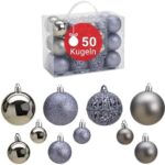 WOMA Christbaumkugeln Set Grau &18 weiteren Farben - 50er &100er Weihnachtskugeln Set - Weihnachtskugeln Kunststoff - Weihnachtsbaum Deko & Christbaumschmuck