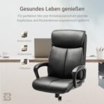 BASETBL Chair Schaumstoff Bürostuhl Schreibtischstuhl Ergonomisch Stoff Chefsessel mit gepolsterter Armlehne und weiche Kopfstütze, Rückenlehne, drehbar und Wippfunktion,Höhenverstellbar – Bild 5