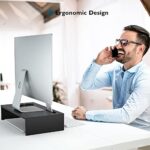 BONTEC Monitorständer, Unterbau Bildschirm, Ständer mit Handyhalter, ergonomischem Druckerständer mit Kabelführung für Laptop, Computer, Notebook, iMac, PC, 42CM – Bild 6