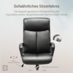 BASETBL Chair Schaumstoff Bürostuhl Schreibtischstuhl Ergonomisch Stoff Chefsessel mit gepolsterter Armlehne und weiche Kopfstütze, Rückenlehne, drehbar und Wippfunktion,Höhenverstellbar – Bild 6