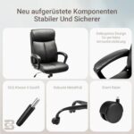 BASETBL Chair Schaumstoff Bürostuhl Schreibtischstuhl Ergonomisch Stoff Chefsessel mit gepolsterter Armlehne und weiche Kopfstütze, Rückenlehne, drehbar und Wippfunktion,Höhenverstellbar – Bild 7