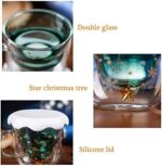 Binoster Süsse tassen Weihnachten Becher Kaffee Teegläser Trinkgläser Kaffeeglas Doppelwandige Isolierglas Espressotasse, 300 milliliters – Bild 2