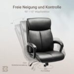 BASETBL Chair Schaumstoff Bürostuhl Schreibtischstuhl Ergonomisch Stoff Chefsessel mit gepolsterter Armlehne und weiche Kopfstütze, Rückenlehne, drehbar und Wippfunktion,Höhenverstellbar – Bild 4