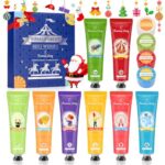 Handcreme Weihnachtsgeschenke Set, Mini Handcreme, Lippenbalsam Geschenkset für Frauen Eleanore's Diary 8 PCS Fragrance Hand Creme Set mit 4 Lip Balm, Weihnachtsgeschenke Unisex, Adventskalender 2023