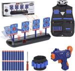 Zielscheibe für Nerf Pistole,Ziel mit Taktische Weste,1 Kinder Gewehr und 20 Darts Nerf Zubehör Set,Geschenke Spielzeug für 6 7 8 9 10 Jahre Kinder Junge Geburtstagsgeschenke