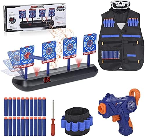 513P8AN8lS._AC_.jpg Zielscheibe für Nerf Pistole,Ziel mit Taktische Weste,1 Kinder Gewehr und 20 Darts Nerf Zubehör Set,Geschenke Spielzeug für 6 7 8 9 10 Jahre Kinder Junge Geburtstagsgeschenke – Bild 1