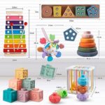 Aliex 6 in 1 Montessori Spielzeug Baby ab 6 9 12 Monate 1 2 3 Jahre, Motorikspielzeug Xylophon Stapelturm Holzspielzeug Motorikwürfel Baby Geschenk Junge Mädchen – Bild 8