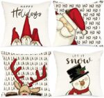 Weihnachtskissen Kissen Weihnachten Kissenbezug KissenhüLle Weihnachtskissenbezug Dekokissen Xmas Deko Hirsch weiss Christmas Pillow Cushion Covers Polyester