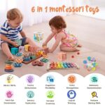 Aliex 6 in 1 Montessori Spielzeug Baby ab 6 9 12 Monate 1 2 3 Jahre, Motorikspielzeug Xylophon Stapelturm Holzspielzeug Motorikwürfel Baby Geschenk Junge Mädchen – Bild 2