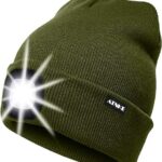 ATNKE LED Beleuchtete Mütze,Wiederaufladbare USB Laufmütze mit Licht Extrem Heller 4 LED Lampe Winter Warme Stirnlampe für Herren und Damen Geschenke