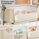 KESSER® Zustellbett Hubi 3in1 Baby Beistellbett Reisebett Babybett mit weich Matratze, mit Rollen Kinderbett, 5-Fach Höhenverstellung, Faltbare Seitenwand für Zuhause und Unterwegs – Bild 4