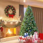 SHareconn Weihnachtsbaum künstlich Scharnier Weihnachtsbaum mit Beleuchtung Warmweissen und Mehrfarbigen LichternTransformationsmodi Zweigspitzen und Faltbarem Metallständer – Bild 6
