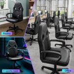 BASETBL Gaming Stuhl Chefsessel Drehstuhl, Bürostuhl Ergonomisch Hat Höhenverstellung und Wippfunktion, Feste Armlehne, Rückenschonend, Bis 150kg – Bild 6