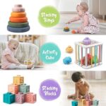 Aliex 6 in 1 Montessori Spielzeug Baby ab 6 9 12 Monate 1 2 3 Jahre, Motorikspielzeug Xylophon Stapelturm Holzspielzeug Motorikwürfel Baby Geschenk Junge Mädchen – Bild 4