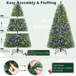 SHareconn Weihnachtsbaum künstlich Scharnier Weihnachtsbaum mit Beleuchtung Warmweissen und Mehrfarbigen LichternTransformationsmodi Zweigspitzen und Faltbarem Metallständer – Bild 3
