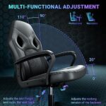 BASETBL Gaming Stuhl Chefsessel Drehstuhl, Bürostuhl Ergonomisch Hat Höhenverstellung und Wippfunktion, Feste Armlehne, Rückenschonend, Bis 150kg – Bild 3