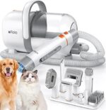 Afloia Hundeschermaschine mit Staubsauger, Profi Haustierpflegeset, leise Schermaschine Hund Katze Tierhaarschneidemaschine, Professioneller Hundehaarschneidemaschine mit 7 Pflegewerkzeugen, 1.5L