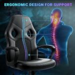 BASETBL Gaming Stuhl Chefsessel Drehstuhl, Bürostuhl Ergonomisch Hat Höhenverstellung und Wippfunktion, Feste Armlehne, Rückenschonend, Bis 150kg – Bild 4