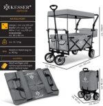 KESSER® Bollerwagen faltbar GT9000 mit Dach Handwagen Transportwagen | inkl. 2X 3-Punkt Gurtsystem| klappbar | Vollgummi-Reifen | bis 80 kg | Vorder- und Hinter-Bremse | + Tragetasche – Bild 8