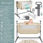 KESSER® Zustellbett Hubi 3in1 Baby Beistellbett Reisebett Babybett mit weich Matratze, mit Rollen Kinderbett, 5-Fach Höhenverstellung, Faltbare Seitenwand für Zuhause und Unterwegs – Bild 2