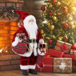 Uten Weihnachtsmann Santa Claus Figuren animierte Weihnachtsstern stehend Santa Figur mit Geschenk und Weihnachtsbaum für Tischplatte Figur Ornamente Weihnachtsfeier – Bild 5