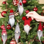 D-FantiX Wichtel-Weihnachtsschmuck-Set, 6 Stück, handgefertigte schwedische Tomte-Zwerge, dekorative Ornamente, Plüsch-Weihnachtsschmuck, Baum, hängend, skandinavische Weihnachtselfe, Tischdekoration – Bild 6
