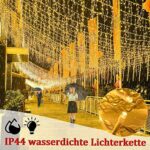 UISEBRT LED Lichterkette Lichtervorhang 10-15m für Aussen Innen - 400-600 LEDs Warmweis Lichterkettenvorhang mit 8 Modi, IP44 Wasserfest für Weihnachten Halloween Party Garten – Bild 4