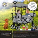 KESSER® Bollerwagen faltbar GT9000 mit Dach Handwagen Transportwagen | inkl. 2X 3-Punkt Gurtsystem| klappbar | Vollgummi-Reifen | bis 80 kg | Vorder- und Hinter-Bremse | + Tragetasche – Bild 6