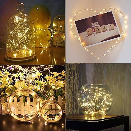 BXROIU 6 x 20er Micro LED Lichterkette mit CR2032 Batterie betrieb Auf 2 Meter Silberdraht für Party, Garten, Weihnachten, Halloween, Hochzeit, Beleuchtung Deko