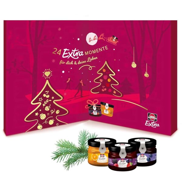 Schwartau Adventskalender 2025 – 24 Mini-Marmeladen & Honig-Gläser, Geschenk für Weihnachten