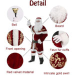 Ahititi Weihnachtsmann Kostüm für Männer 12 Stk Set Weihnachtsfeier Cosplay für Erwachsene Roter Deluxe Samt Weihnachtsmann-Anzug – Bild 5