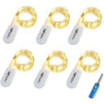 BXROIU 6 x 20er Micro LED Lichterkette mit CR2032 Batterie betrieb Auf 2 Meter Silberdraht für Party, Garten, Weihnachten, Halloween, Hochzeit, Beleuchtung Deko