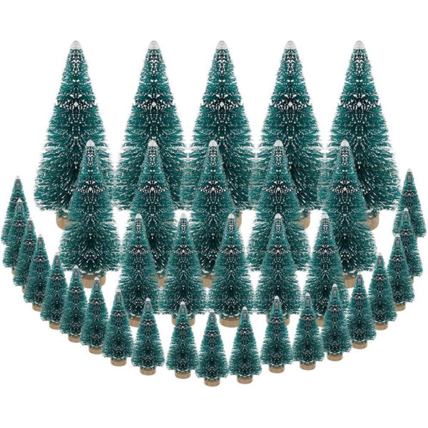 DECARETA 35 Stück Künstlicher Weihnachtsbaum, Mini Grün Tannenbaum, 4.5/6.5/8.5/12.5cm Naturgetreuer Christbaum für Tischdeko, DIY, Schaufenster