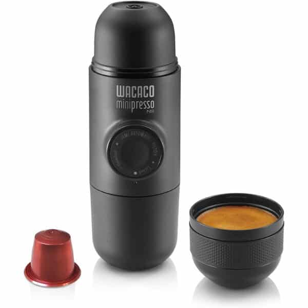 WACACO Minipresso , Tragbare Espressomaschine, Kompatibel mit NS-Kapseln (Original von Nespresso und kompatible Produkte), Reisekaffeemaschine, Manuell Betätigt, perfekt für Wandern