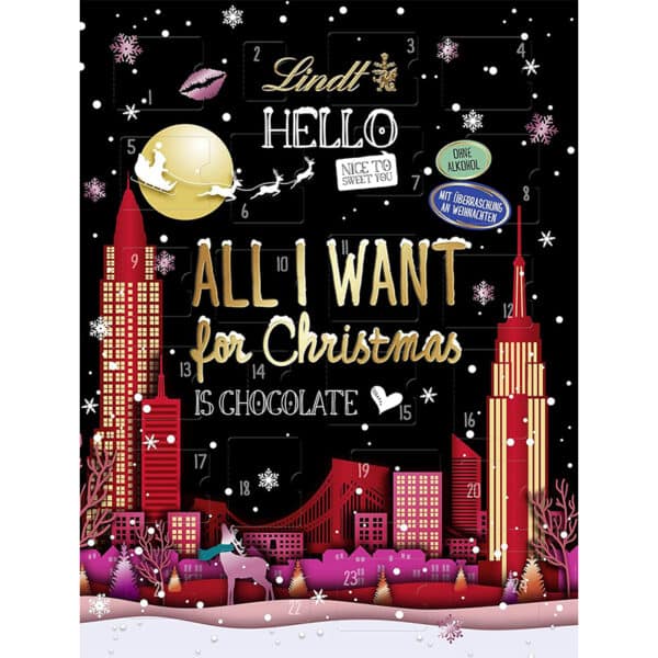 Lindt Schokolade HELLO Adventskalender 2023 | 230 g | Adeventskalender mit 24 süssen HELLO Überraschungen | Schokolade für die Weihnachtszeit | Schokoladen-Geschenk