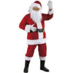 Rubies Deluxe Weihnachtsmannkostüm für Erwachsene, komplettes Kostüm und Bart, Einheitsgrösse, offizielle Grösse, Weihnachten, Feiern und Partys