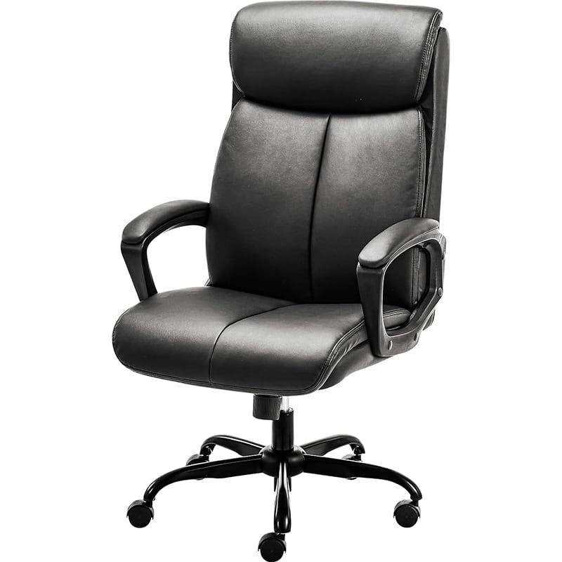 schwarz BASETBL Chair Schaumstoff Bürostuhl Schreibtischstuhl Ergonomisch Stoff Chefsessel mit gepolsterter Armlehne und weiche Kopfstütze, Rückenlehne, drehbar und Wippfunktion,Höhenverstellbar – Bild 1