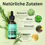 LEVROU Bio Rosmarinöl Haare Haaröl Rosmarinminz Öl Rizinus Biotin Jojoba Argan und vielen anderen Ölen stärkt die Haare schnelles gesundes Haarwachstum Rosmarin Öl 100% Vegan 60ml – Bild 2