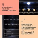 Klarstein Mini Kühlschrank mit Glastür, für Zimmer, Getränkekühlschrank Klein mit Verstellbaren Ablagen, mit Wellenform-Racks – Bild 4