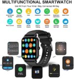 Smartwatch für Damen Herren, 1,85 Zoll Touchscreen Smart Watch mit Bluetooth Anrufe, IP68 Wasserdicht Fitnessuhr mit Herzfrequenzmonitor Schlafmonitor Schrittzähler, Sportuhr für iOS Android – Bild 3