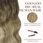 GOO GOO Tape in Extensions Echthaar, Walnussbraun bis Aschbraun und Bleichblond, Haarverlängerung Echthaar Tapes Echthaar Extensions – Bild 9