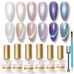 BORN PRETTY 6ML UV Nagellack Magnetisch Shellac Nagellack Set Cat Magnetisch Eye Gel Shell-Thread Shining Nagellack Soak Off UV Lack für Gelnägel mit Magnetstift