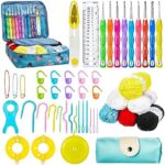 Anpro Häkelnadel Set – 100-teiliges Zubehör mit Tasche, Bunt, Einweg